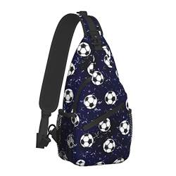 Fußball-Brusttaschen Crossbody Sling Bag Reise-Wanderrucksack Lässiger Schulter-Tagesrucksack für Fußballfans Frauen Männer von AOOEDM