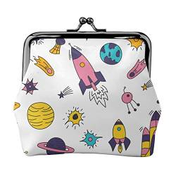 Galaxy, Space Doodle Damen-Ledergeldbörse, Kleingeldbeutel mit Kiss-Lock-Verschluss, Schnallen-Geldbörse für Mädchen-Geschenk von AOOEDM