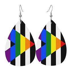 Lgbtq Gay Straight Ally Pride Flag Ohrringe für Frauen Mode Tropfen Anhänger Kunstleder Ohrringe von AOOEDM