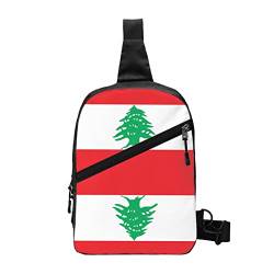 Libanesische Flagge Sling Bag Faltbarer Brust-Schulter-Rucksack Bauchtasche Crossbody-Taschen für Männer Frauen Reisen Wandern im Freien von AOOEDM