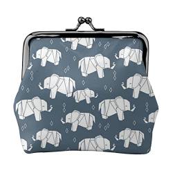 Origami Elephant Grey Damen-Ledergeldbörse, Kleingeldbeutel mit Kiss-Lock-Verschluss, Schnallen-Geldbörse für Mädchen-Geschenk von AOOEDM