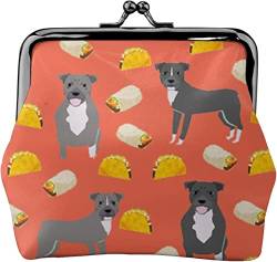 Pitbull and Tacos Damen-Leder-Geldbörse, Kleingeldbeutel mit Kiss-Lock-Verschluss, Schnallen-Geldbörse für Mädchen-Geschenk von AOOEDM