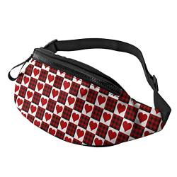 Plaid Love Heart Fanny Pack Sport Casual Hüfttasche für Damen Herren Modisch von AOOEDM