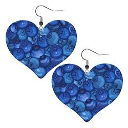 Schwarze Blaubeer-Herzform-Lederohrringe für Damen und Mädchen, einfache Ohrhänger, Geschenke für Sie von AOOEDM
