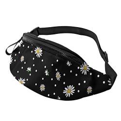 Schwarze Gänseblümchen-Gürteltasche Sport Casual Hüfttasche für Damen Herren Modisch von AOOEDM