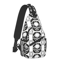 Sling Bag Skull Crossbody Rucksack für Herren Jungen, Leichte Umhängetasche Anti-Diebstahl Sporttasche für Wandern Reisen Radfahren von AOOEDM