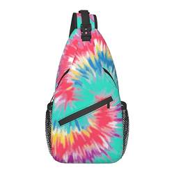 Sling Bag für Männer Frauen, für Spiral Tie Dye Abstract Rainbow Swirl Colorful, Schulterrucksack Brusttaschen Crossbody Daypack für Outdoor Wandern Camping Radfahren von AOOEDM