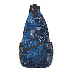 Sling Chest Crossbody Bag Anti-Diebstahl Wasserdichter Schulterrucksack Lässiger Rucksack für Sport Gym Yoga, für Blue Paisley von AOOEDM