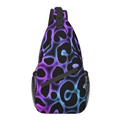 Sling Chest Crossbody Bag Anti-Diebstahl Wasserdichter Schulterrucksack Lässiger Rucksack für Sport Gym Yoga, für Purple Cheetah Leopard von AOOEDM