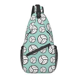 Sling Chest Crossbody Bag Anti-Diebstahl Wasserdichter Schulterrucksack Lässiger Rucksack für Sport Gym Yoga, für Volleyball Sport Muster Min Green von AOOEDM