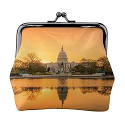 White House Lake View Print Kleine Geldbörse Ledertasche mit Kussschloss zum Wechseln von Geldbeuteln Geschenken für Männer und Frauen von AOOEDM