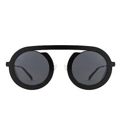 AOOLIA Retro Sonnenbrille Vintage Runde Metall Aesthetic Sunshade Brille, Lightweight Rahmen Sommer Outdoor UV400 Schutz Sonnenbrille für Damen Mädchen Herren, Schwarz von AOOLIA