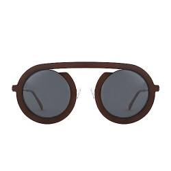 AOOLIA Retro Sonnenbrille Vintage Runde Metall Aesthetic Sunshade Brille, Lightweight Rahmen Sommer Outdoor UV400 Schutz Sonnenbrille für Damen Mädchen Herren, braun von AOOLIA