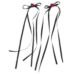 2 elegante Rosen-Haarspangen, langes Band, Schleife, elastisches Haarband für Party, Hochzeit, Alltag, bequemes elastisches Haarband, Hochzeit, Alltag von AOOOWER