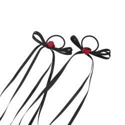 2 elegante Rosen-Haarspangen, langes Band, Schleife, elastisches Haarband für Party, Hochzeit, Alltag, bequemes elastisches Haarband, Hochzeit, Alltag von AOOOWER