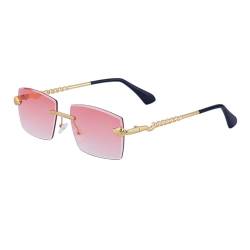 AOOOWER Damen-Sonnenbrille, randlose Sonnenbrille, Schlangentempel, quadratisch, rahmenlos, UV-Sonnenbrille, blendfrei, Schlangenförmige Bügel-Sonnenbrille, a von AOOOWER