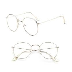 AOOOWER Vintage-Brille für Herren und Damen, Metallrahmen, runde Brille, klare Gläser, Damen-Unterwäsche, silber von AOOOWER