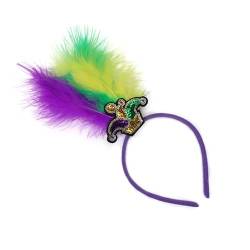 Zartes Karnevals-Stirnband mit Feder für Mädchen, Karneval, Stirnband mit Pailletten, glitzerndes Haar-Accessoire, Karnevals-Haarband von AOOOWER