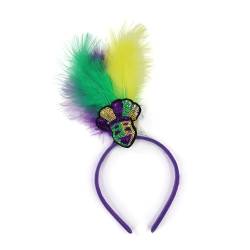 Zartes Karnevals-Stirnband mit Feder für Mädchen, Karneval, Stirnband mit Pailletten, glitzerndes Haar-Accessoire, Karnevals-Haarband von AOOOWER