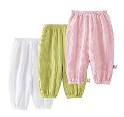 AOOPOO 3er Pack Baby leichte Lange Hose Gr.74/80-122/128 Bloomers Baumwolle Klimahose Jungen Mädchen Sommerhose von AOOPOO