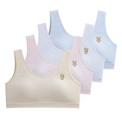 AOOPOO 4 Stück Junge Mädchen BH Baumwolle Teenager Unterwäsche Racerback Sport Training BH mit abnehmbaren Pads gepolstert Crop Tops 7-16 Jahre Mädchen von AOOPOO