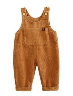 AOOPOO Baby Jungen Mädchen Cord Latzhose Ärmellose Strampler Overall Jumpsuit Größe 80/86/92/98/104 Kleinkind Lange Hose mit Hosenträger Trägerhose Kord-Latzhose Cordhose Haremshose Mit Tasche von AOOPOO