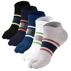 AOOPOO Zehensocken Herren Low Cut Fünf Finger Socken aus Baumwolle, Herren Bunte Sneaker Socken mit Zehen für Sport Laufende, Weich und Atmungsaktiv Kurze Sportsocken für Männer, EU 39-45, 5 Paare von AOOPOO