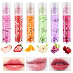 AOOWU Glitzer-Lipgloss Aufrollen, Farblos Roll on Lip Glow Oil Durchsichtig, 6 Stäbchen Fruity Moisturizing Lippenöl, Lip Gloss für Langanhaltend Glossy Pflegende Lippen (6 PCS) von AOOWU