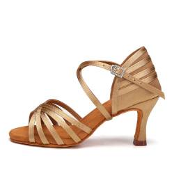 AOQUNFS Tanzschuhe Damen Latein Professionelle Salsa Tango Bachata Samba Ballsaal Party Tanzübung Performance Tanzschuhe,EM2324-7.5-Beige,EU36 von AOQUNFS