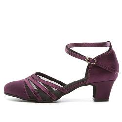 AOQUNFS Tanzschuhe Damen Latein Satin Salsa Tango Bachata Ballsaal Walzer Performance Practice Tanzschuhe,L189-5,Lila,EU43 von AOQUNFS