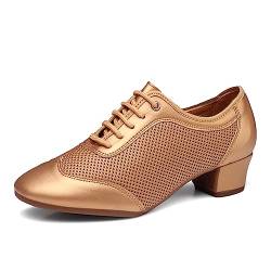 AOQUNFS Tanzschuhe Damen Latein Schnüren Geschlossene Salsa Tango Moderne Jazz Ballsaal Leistung Schuhe Trainingsschuhe,K1-Bronze-ZBJ-3.5,EU37 von AOQUNFS