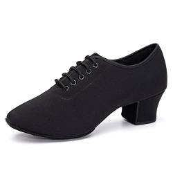 AOQUNFS Tanzschuhe Damen Latein Schnüren Geschlossene Salsa Tango Moderne Jazz Ballsaal Leistung Schuhe Trainingsschuhe,NJB-Schwarz-5-2MD,EU35 von AOQUNFS