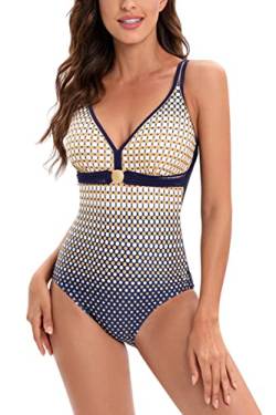 AOQUSSQOA Damen Badeanzüge Monokini Rückenfrei Bademode Swimsuit für Damen Einteiler Badeanzug(Yellow, L) von AOQUSSQOA