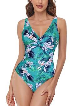 AOQUSSQOA Damen Badeanzug Einteilege Leopardenmuster Bademode Figurformend Bauchweg Bikini Große Größe Strandmode (Lily, M) von AOQUSSQOA