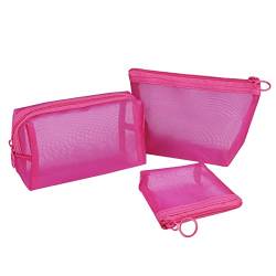 Aosbos Mesh Kulturbeutel transparente Organizer Schnell Trockend Kosmetiktasche durchsichtige Kulturtasche mit Reißverschluss für Reise Gym Bad Pink von AOSBOS