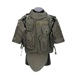 AOSUAI Taktische Weste Taktische Weste Camouflage Body Armor Kampfweste Mit Beutel/Pad Airsoft Militär Sturmtellerhalter Kleidung Outdoor (Color : Green, Size : One Size) von AOSUAI