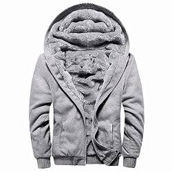 AOTORR Herren Hoodies Full Zip Fleece Jacke Mantel Winter Warm Oversized Zip Up Kapuzenoberteil mit Taschen, grau, M von AOTORR