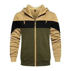 AOTORR Herren Hoodies Full Zip Up Kapuzen-Sweatshirt Casual Langarm Hoody mit Taschen, khaki, XXL von AOTORR