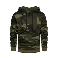 AOTORR Herren-Kapuzenpullover, Camouflage, Patchwork-Top, langärmelig, mit Taschen, armee-grün, XL von AOTORR