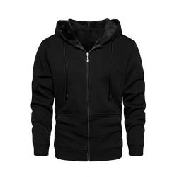 Aotorr Herren-Fleecejacke, Winter, Reißverschluss, Reißverschluss, Jacke, dick, langärmlig, für Herren, Schwarz , XL von AOTORR