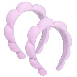 AOVNA 2 Packungen rosa Spa-Schwamm-Stirnband, Spa-Stirnband, Make-up-Stirnband, Frottee-Stoff, Stirnband für Damen und Mädchen (Rosa) von AOVNA