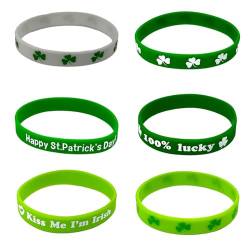 AOYEAH 6 St. St. Patricks Day Brand, Green Kleeblatt-Silicon Armband, Skleblatt-Armband, St. Patricks Day Ornamente, Irish Party Giveaway Toys von AOYEAH