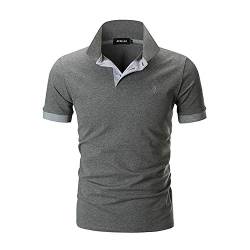 APAELEA Herren Poloshirt Kurzarm Giraffe Stickerei Einfarbig Freizeit Baumwolle Polohemd für Männer,Grau,4XL von APAELEA