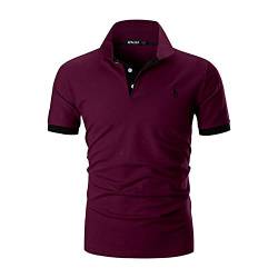 APAELEA Herren Poloshirt Kurzarm Giraffe Stickerei Einfarbig Freizeit Baumwolle Polohemd für Männer,Rot,S von APAELEA