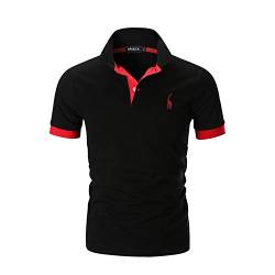 APAELEA Herren Poloshirt Kurzarm Giraffe Stickerei Einfarbig Freizeit Baumwolle Polohemd für Männer,Schwarz,M von APAELEA