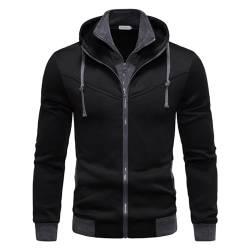 APAELEA Hoodie Herren Reißverschluss Kapuzenpullover Fleece Kapuzenjacke Fake Two-Piece Sweatjacke,Schwarz,XL von APAELEA