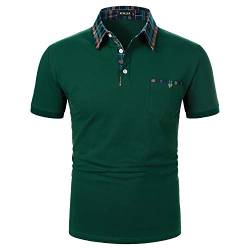 APAELEA Poloshirt Herren Kurzarm Freizeit Polohemd Golf Tops with Gefälschte Brusttasche Dekoration,Grün,XL von APAELEA