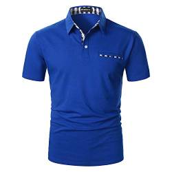 APAELEA Poloshirt Herren Kurzarm Freizeit Polohemd Golf Tops with Gefälschte Brusttasche Dekoration,Navy Blau,S von APAELEA