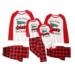 APAELEA Weihnachtspyjama Familie Set Herren Damen Kinder Baby Langarm Xmas Pjs Urlaub Nachtwäsche,Rot,Baby 3-6 Monate von APAELEA