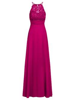 APART Fashion Abendkleid aus Chiffon und Spitze, Fuchsia, M von APART Fashion